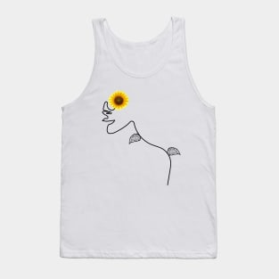 Rise, Shine and be Happy | One Line Drawing | One Line Art | Minimal | Minimalist Tank Top